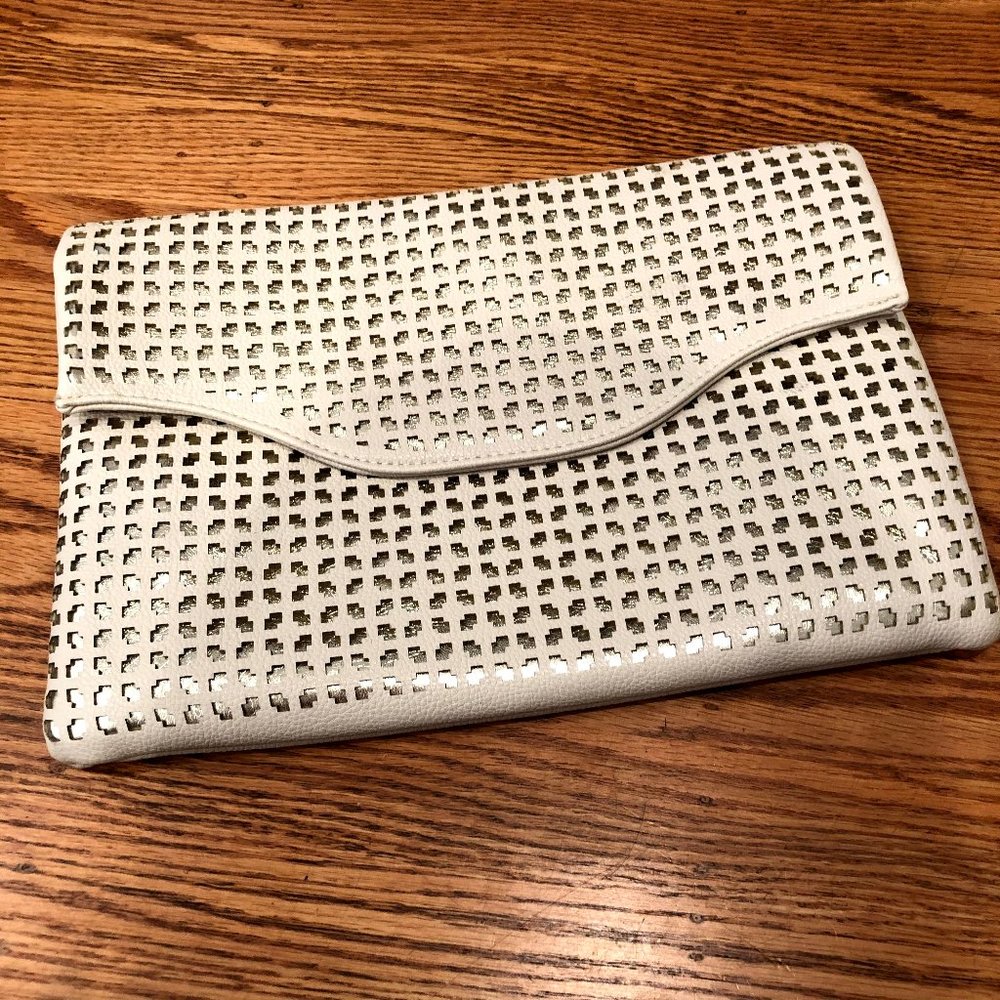 Cream and Gold Envelope Clutch